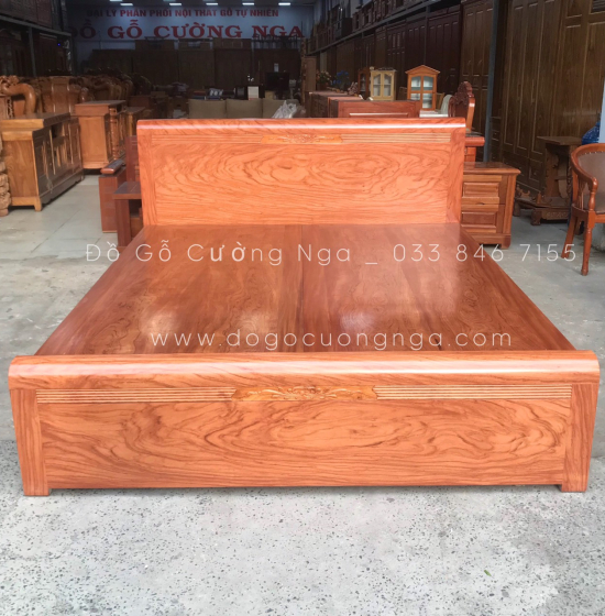 Giường gỗ hương đá phản liền - mẫu chỉ hoa 