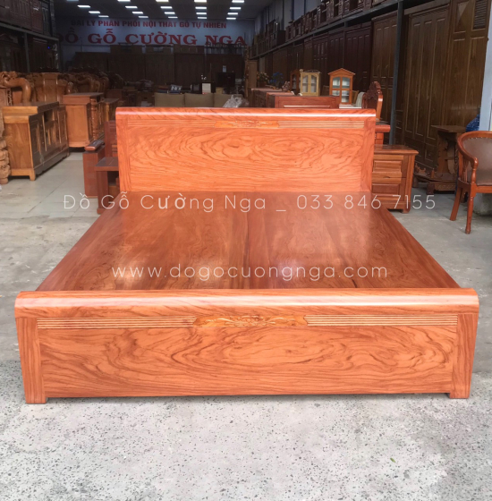 Giường gỗ hương đá phản liền - mẫu chỉ hoa 