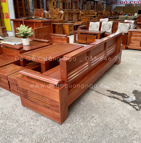 Bàn Ghế Sofa Gỗ Xoan Đào Cao Cấp - Đối Tay Trứng 