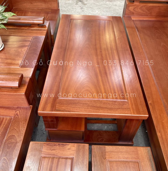 Bàn Ghế Sofa Gỗ Xoan Đào Cao Cấp - Đối Tay Trứng 
