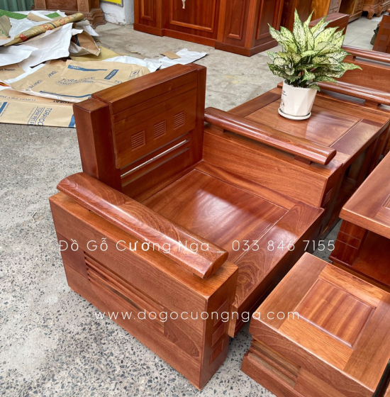 Bàn Ghế Sofa Gỗ Xoan Đào Cao Cấp - Đối Tay Trứng 