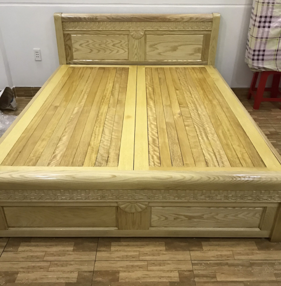 Giường gỗ sồi nga vạt phản mẫu quạt giá rẻ 