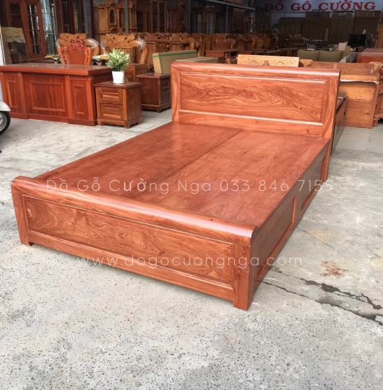 Giường gỗ hương đá ngăn kéo hiên đại 