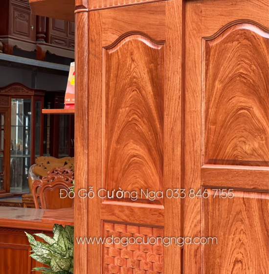 Tủ quần áo gỗ hương đá 2m3 kèm kệ - vế  trái 