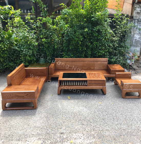 Bộ Bàn Ghế Sofa Hai Văng Gỗ Sồi Nga Hiện Đại - Kèm Nệm 