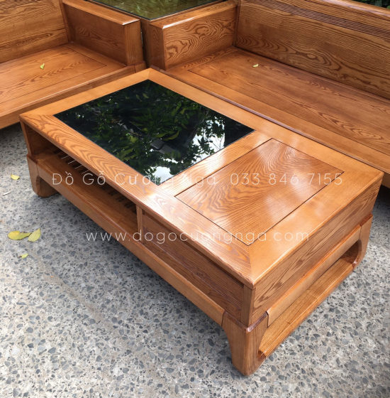 Bộ Bàn Ghế Sofa Hai Văng Gỗ Sồi Nga Hiện Đại - Kèm Nệm 