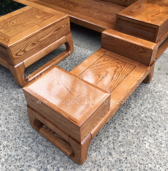 Bộ Bàn Ghế Sofa Hai Văng Gỗ Sồi Nga Hiện Đại - Kèm Nệm 