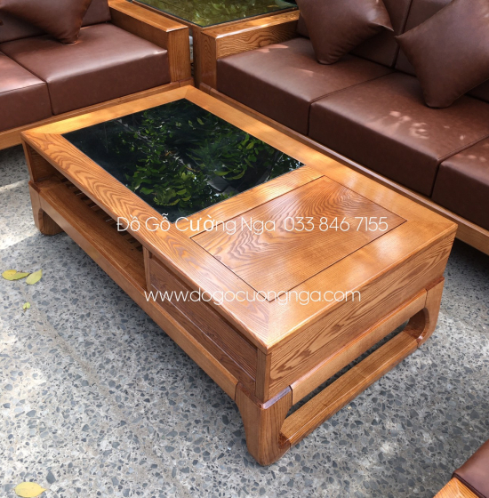 Bộ Bàn Ghế Sofa Hai Văng Gỗ Sồi Nga Hiện Đại - Kèm Nệm 