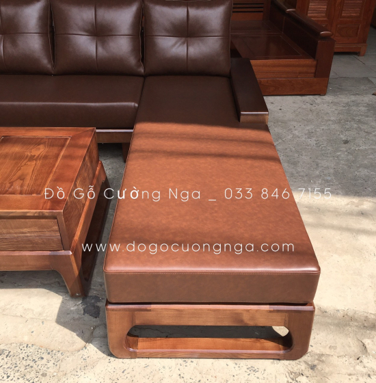 Bộ Ghế Sofa Gỗ Sồi Nga Góc L Hiện Đại Kèm Nệm 2m8x1m8 - Vế Phải 