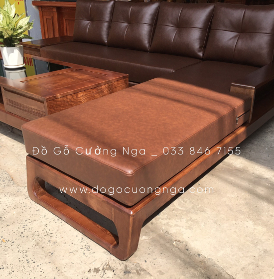 Bộ Ghế Sofa Gỗ Sồi Nga Góc L Hiện Đại Kèm Nệm 2m8x1m8 - Vế Phải 