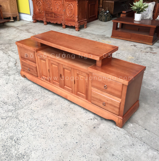 Kệ Tivi Gỗ Xoan Đào Cao Cấp Mẫu Mâm KG 031