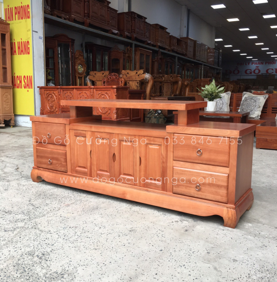 Kệ Tivi Gỗ Xoan Đào Cao Cấp Mẫu Mâm KG 031