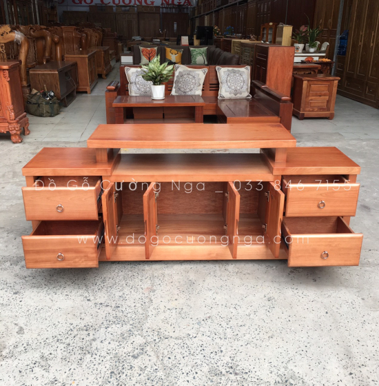 Kệ Tivi Gỗ Xoan Đào Cao Cấp Mẫu Mâm KG 031
