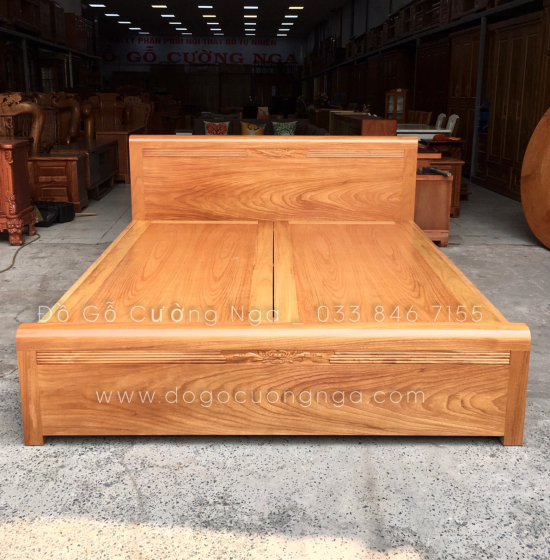 Giường ô kéo gỗ gõ đỏ hiện đại - mẫu chỉ hoa