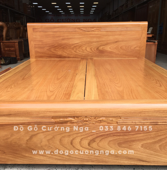 Giường ô kéo gỗ gõ đỏ hiện đại - mẫu chỉ hoa