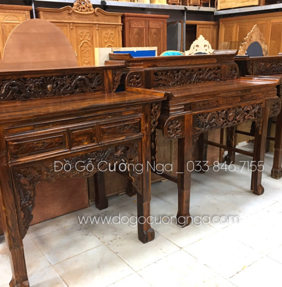 Bàn thờ gia tiên gỗ Muồng 2 tầng BT 09 - giá rẻ 