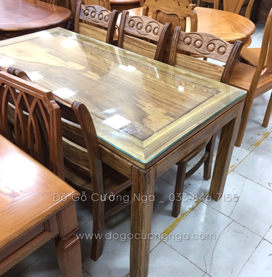 Bộ bàn ăn 6 ghế gỗ Hương Xám cao cấp - 80x1m6 BG 024