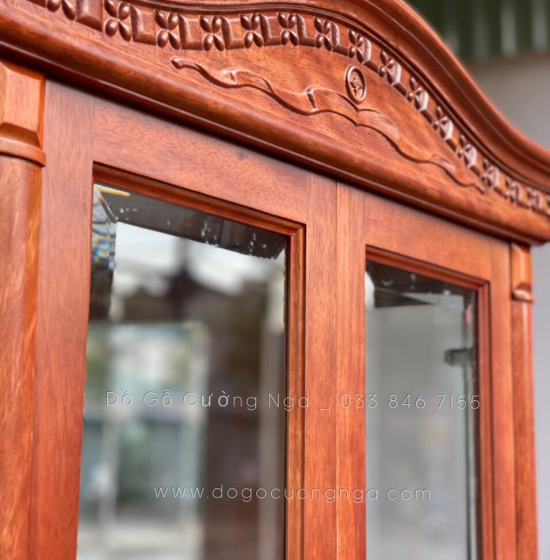 Tủ rượu vuông gỗ Xoan Đào phào cong - 80cm TG 09