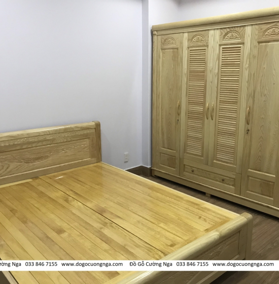 Tủ qần áo gỗ sồi ng 4 cánh lá sách hiện đại 