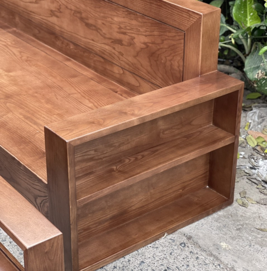 Bộ Ghế Sofa Văng Gỗ Sồi Nga 2m - Lau Màu Óc Chó Hiện Đại Kèm Nệm
