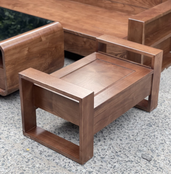 Bộ Ghế Sofa Văng Gỗ Sồi Nga 2m - Lau Màu Óc Chó Hiện Đại Kèm Nệm
