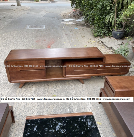 Kệ Tivi Rút Gỗ Sồi Nga Hiện Đại Lau Màu Óc Chó KG 038