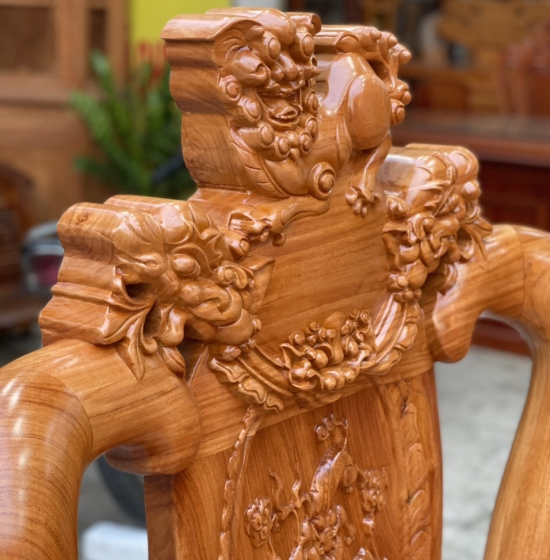 Bộ bàn ghế salon gỗ gõ đỏ 12 trạm nghê phượng cao cấp 