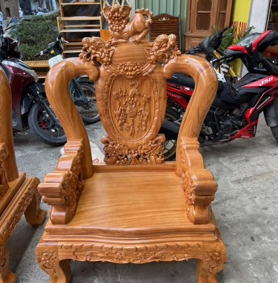 Bộ bàn ghế salon gỗ gõ đỏ 12 trạm nghê phượng cao cấp 