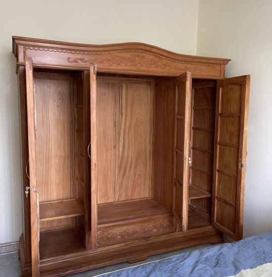 Tủ áo gỗ gõ đỏ 4 cánh - 2m1 cao cấp 