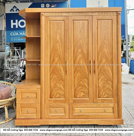 Tủ quần áo gỗ gõ đỏ 1m9 - vế phải 