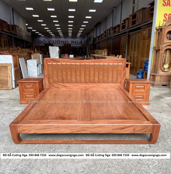 Giường nhật gỗ hương đá vạt phản liền hiện đại 