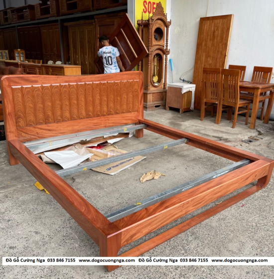 Giường nhật gỗ hương đá vạt phản liền hiện đại 