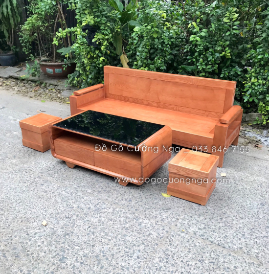 Bộ Ghế Sofa Văng Gỗ Sồi Nga 2m - Màu Xoan 