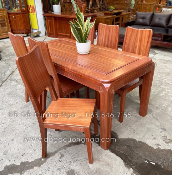 Bộ bàn ăn gỗ Xoan Đào 6 ghế cao cấp - chân soi BG 028