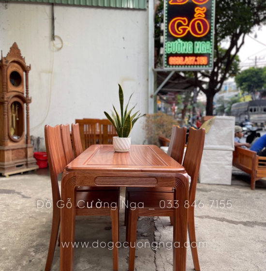 Bộ bàn ăn gỗ Xoan Đào 6 ghế cao cấp - chân soi BG 028