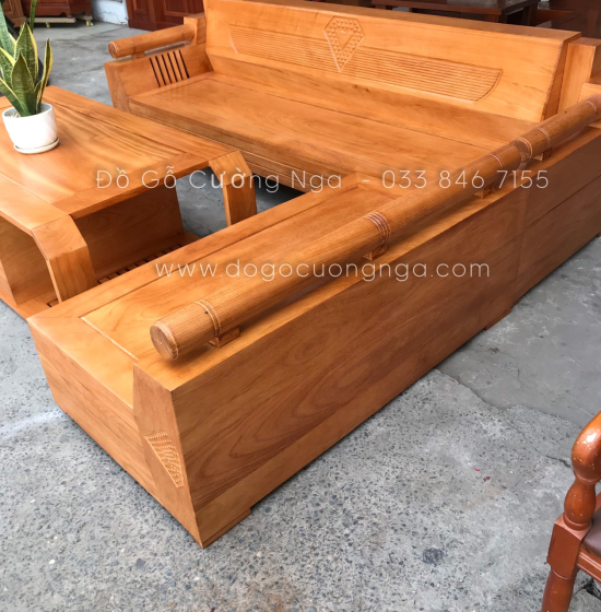 Bộ Bàn Ghế Sofa Gỗ Gõ Đỏ Mẫu Kim Cương 2m4 X 2m