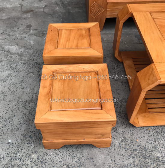Bộ Bàn Ghế Sofa Gỗ Gõ Đỏ Mẫu Kim Cương 2m4 X 2m