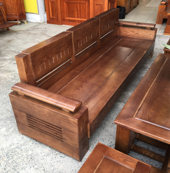 Bàn Ghế Sofa Gỗ Sồi Nga Lau Màu Óc Chó SF 69 