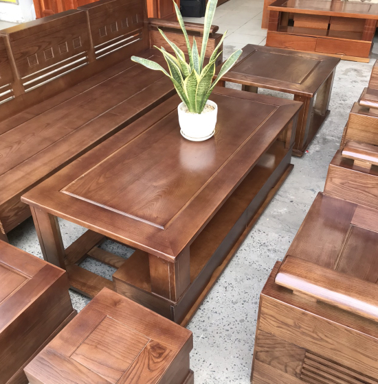 Bộ Bàn Ghế Sofa Gỗ Sồi Nga Đối Tay Trứng - Lau Màu Óc Chó