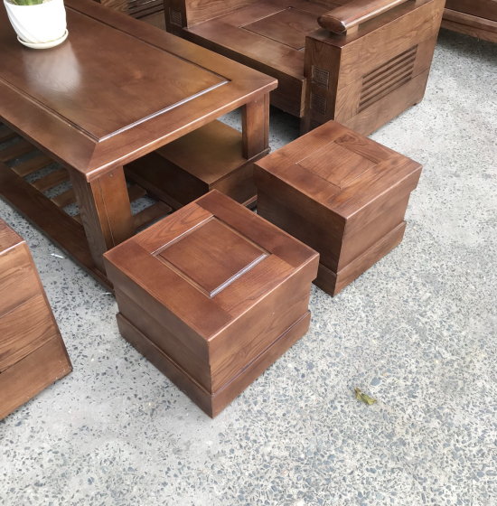 Bàn Ghế Sofa Gỗ Sồi Nga Lau Màu Óc Chó SF 69 