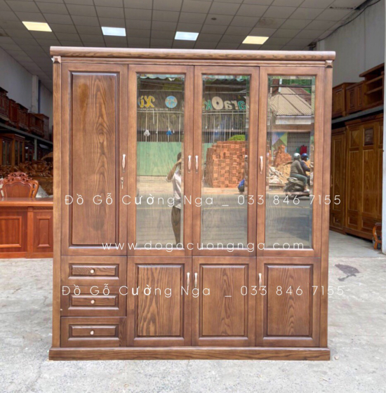 Tủ Hồ Sơ Gỗ Sồi Nga 1m86 Lau Màu Óc Chó Đẹp Hiện Đại 