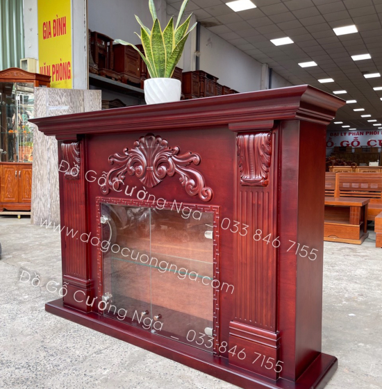 Lò sưởi gỗ xoan đào trang trí phòng khách hiện đại TG 02