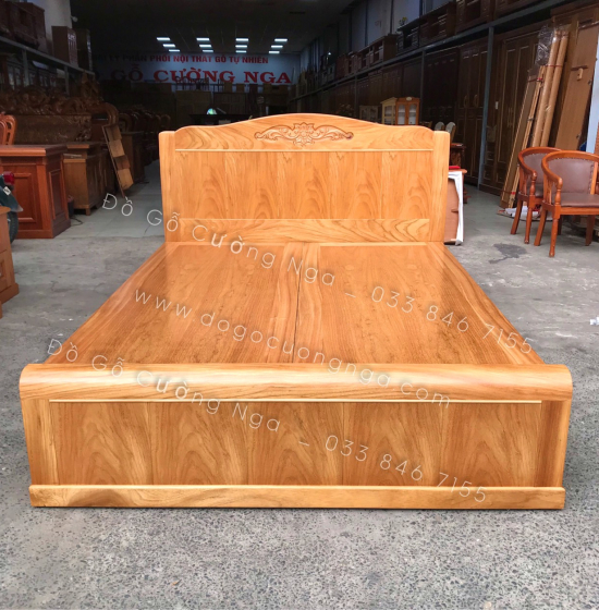 Giường gỗ gõ đỏ hiện đại mẫu hoa dây - phản liền 