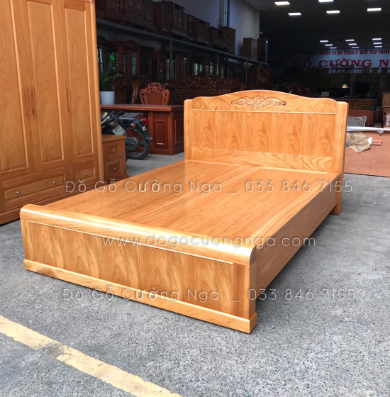 Giường gỗ gõ đỏ hiện đại mẫu hoa dây - phản liền 