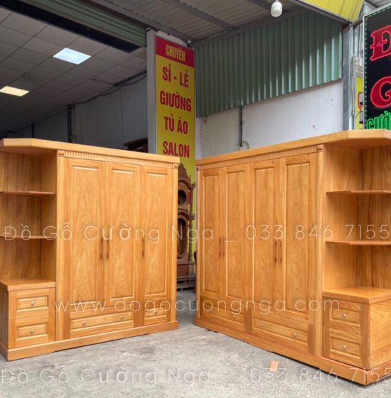 Tủ quần áo gỗ gõ đỏ 1m9 hiện đại - vế phải 