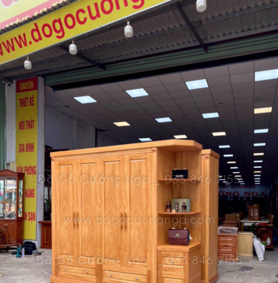 Tủ quần áo gỗ gõ đỏ hiện đại 2m3 - vế phải 