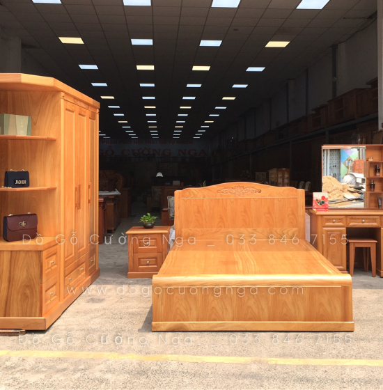 Giường gỗ gõ đỏ hiện đại mẫu hoa dây - phản liền 