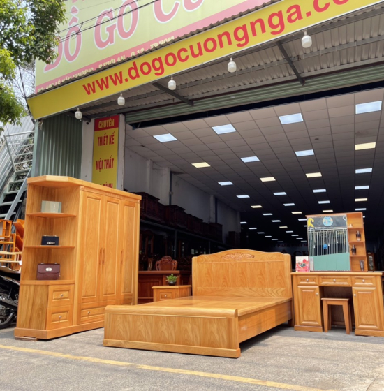 Giường gỗ gõ đỏ hiện đại mẫu hoa dây - phản liền 