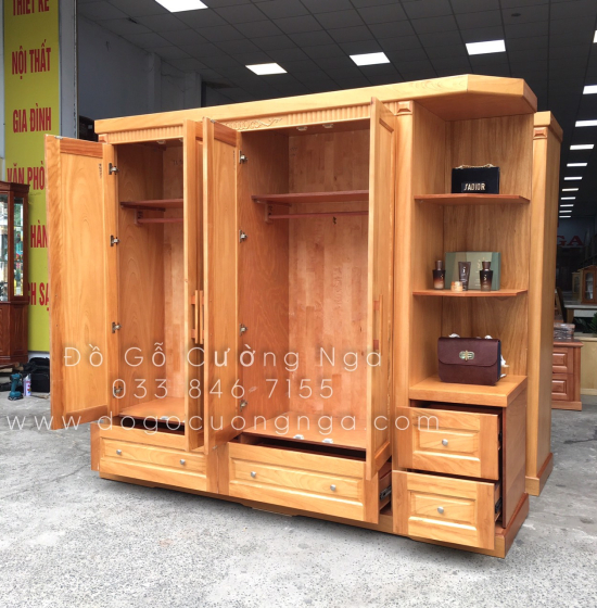 Tủ quần áo gỗ gõ đỏ hiện đại 2m3 - vế phải 