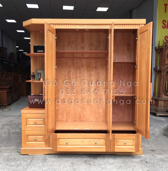 Tủ quần áo gỗ gõ đỏ 1m9 - vế phải 